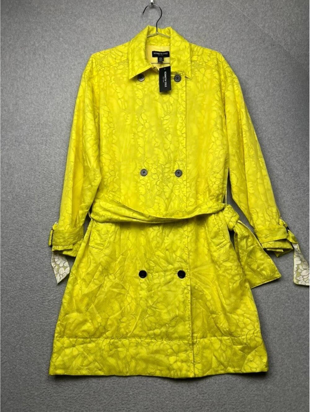 Kenneth Cole Reaction Womens Crochet Lace Double Breasted Rain Trench Coat S